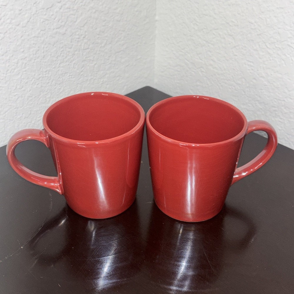 Starbucks Coffee Cinnamon Red Iridescent Mug‎ 14 oz Made in Portugal 2012 Set 2